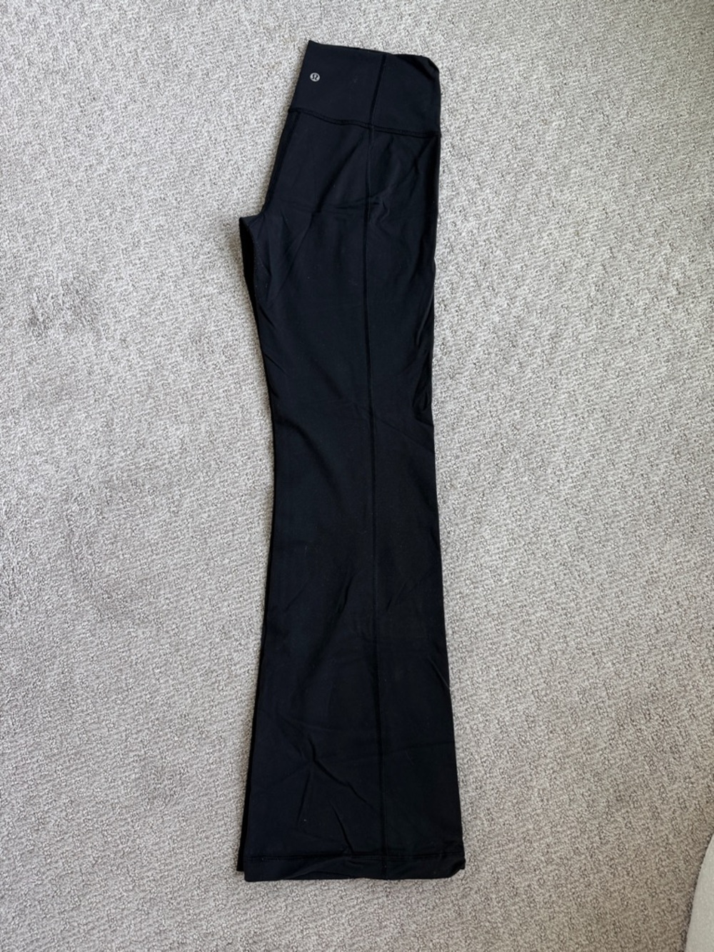Women’s Lululemon Black Yoga Flare Leggings with Subtle Logo